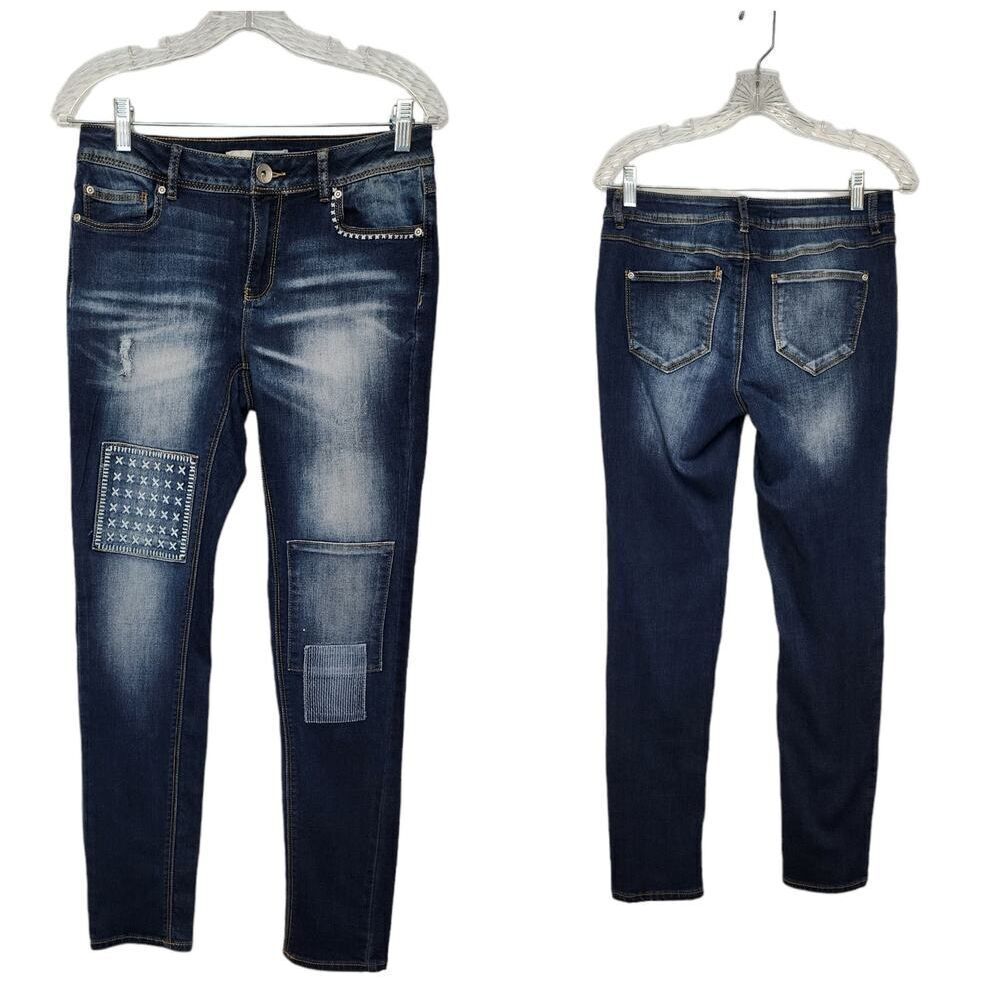 East 1946 Comtempory Distressed Patchwork Skinny Jeans Size 6